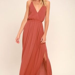 Lulus Lost in Paradise Rusty Rose Maxi Dress